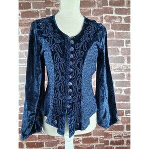 90s Velour Corset Whimsy Top Bell Sleeve Goth Victorian Vampire Fairy Grunge